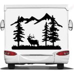 Sticker Usta Doğa Kamp Orman Geyik Av 4x4 Offroad Sticker Araba Oto Motosiklet Karavan Etiket 02170 - 40x28 Cm - Siyah
