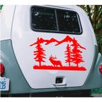 Sticker Usta Doğa Kamp Orman Geyik Av 4x4 Offroad Sticker Araba Oto Motosiklet Karavan Etiket 02170 - 50x35 Cm - Kırmızı