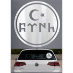 Sticker Usta Göktürkçe Türk Göktürk Yazı Türk Bayrağı Hologram Janjan Sticker Araba Oto Motosiklet Karavan Sticker 00210 - Krom - 15x15 Cm
