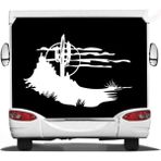Sticker Usta Kaktüs Doğa Manzara Offroad Karavan Kamp Sticker 00126 - 60x40 Cm - Beyaz