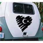 Sticker Usta Kalp Şeklinde Türk Bayrağı Sticker Araba Oto Motosiklet Karavan Sticker 00202 - 10x10 Cm - Siyah