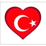Sticker Usta Kalp Türk Bayrağı Türkiye Ay Yıldız Çıkartma Sticker 00970 Beyaz - Kırmızı 9 x 8 cm