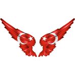 Sticker Usta Kanatlı Türk Bayrağı Sticker - 60x31 cm - Kırmızı