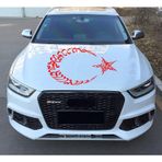 Sticker Usta Kelime-I Tevhid - Ay Yıldız - Türk Bayrağı - 00168 Kırmızı 80x61cm