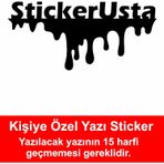 Sticker Usta Kişisel Isim Soyisim Kan Damlayan Isimlik Araba Oto Motosiklet Karavan Sticker 00609 Siyah 99x45 Cm