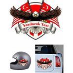 Sticker Usta Kişisel Türk Bayrağı ve Kartal Sticker Araba Oto Motosiklet Karavan Sticker Etiket 02011 - 25x19 Cm - Renkli