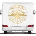 Sticker Usta Kişiye Özel Pusula Dağ Orman Sticker - Araba Oto Motosiklet Karavan Cam Sticker - 00081 - 100x97 Cm - Altın