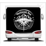 Sticker Usta Kişiye Özel Pusula Dağ Orman Sticker - Araba Oto Motosiklet Karavan Cam Sticker - 00081 - 80x77 Cm - Beyaz
