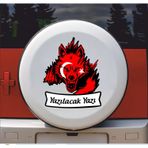 Sticker Usta Kişiye Özel Türk Bayraklı Kurt Yazı Kurt ve Ay Yıldız Börü Sticker 00311 Renkli 80X66 CM