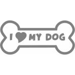Sticker Usta Köpek I Love Dog Araba Oto Motosiklet Karavan Sticker 00459 - 15x7 Cm - Gri