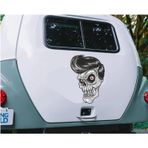 Sticker Usta Kurukafa Kırmızı Gözlü Kurukafa Araba Oto Motosiklet Karavan Sticker 00471 - 20x14 Cm - Renkli