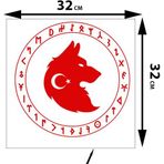 Sticker Usta Marshan 0012 Göktürk Kurt Kendinden Yapışkanlı Oto Sticker Kırmızı 32