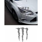 Sticker Usta Monster Pençe Far Araba Oto Sticker Etiket 02153 - 40x34 Cm - Gri