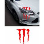 Sticker Usta Monster Pençe Far Araba Oto Sticker Etiket 02153 - 40x34 Cm - Kırmızı