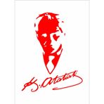Sticker Usta Mustafa Kemal - Atatürk Imza Sticker Araba 00565 Kırmızı 60x46 Cm 120 x 92 cm stickerusta51d4deab-56d-120x92