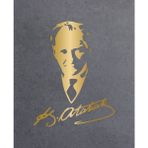 Sticker Usta Mustafa Kemal Atatürk Silüet - Atatürk Imza Sticker Araba Oto Motosiklet Karavan Araç Sticker Etiket 00565 - Altın - 50x38 Cm