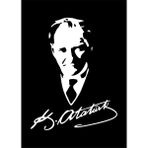 Sticker Usta Mustafa Kemal Atatürk Silüet - Atatürk Imza Sticker Araba Oto Motosiklet Karavan Araç Sticker Etiket 00565 - Beyaz - 40x31 Cm