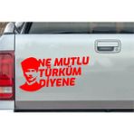 Sticker Usta Ne Mutlu Türküm Diyene Atatürk Silüet Ata Gazi Mustafa Kemal Sticker - Araba Oto Motosiklet Karavan Cam Sticker - 02505 - Kırmızı - 60x30 Cm