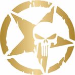 Sticker Usta Punisher Kurukafa Askeri Yıldız Araba Oto Motosiklet Karavan Sticker 00473 - 80x80 Cm - Altın