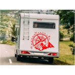 Sticker Usta Pusula Dağ 4x4 Off Road Sticker Araba Oto Motosiklet Karavan Etiket 02112 - 50x40 Cm - Kırmızı