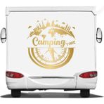 Sticker Usta Pusula Karavan Kamp Offroad Camping Time Pusula Karavan Araba Oto Sticker Q55 - 40x40 Cm - Altın