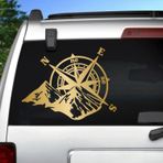 Sticker Usta, Pusula ve Dağ Sticker - 4x4 Off Road Pickup - 00268 Altın 40x30 Cm