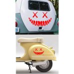 Sticker Usta Şeytan Gülen Yüz Sticker Araba Oto Motosiklet Karavan Etiket 02131 - 40x25 Cm - Kırmızı