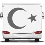 Sticker Usta Türk Bayrağı Ay Yıldız Sticker Araba Oto Motosiklet Karavan Sticker 00323 - 100x73 Cm - Gri