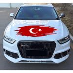 Sticker Usta Türk Bayragı Ay Yıldız Yırtıklı Paçalı Türk Bayrağı Türk Bayrak Sticker 00362 Kırmızı 80x32 Cm