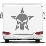 Sticker Usta Yıldız Punnisher Araba Oto Karavan Motosiklet Sticker 00535 - 15x15 Cm - Gri