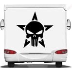 Sticker Usta Yıldız Punnisher Araba Oto Karavan Motosiklet Sticker 00535 - 80x80 Cm - Siyah