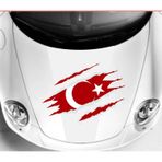 Sticker Usta Yırtıklı Türk Bayrağı Pençe Sticker 00034 Renkli 60x44 Cm