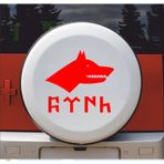 Sticker Usta(23228) Kurt ve Göktrkçe Türk Sticker - 00261 Kırmızı 80X73 CM