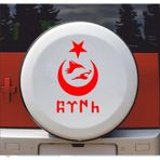 Sticker Usta(23898) Kurt Ay Yıldız ve Türk Yazı Sticker - 00672 Kırmızı 10x6 Cm