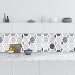 StickerArt Altıgen Desen Gri 60x500 cm Mutfak Tezgah Arası Folyo Fayans Kaplama Folyosu