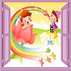 Stickerart Çocuk Odası Bebek Odası Pencere Poster Duvar Kağıdı Gökkuşağı Çok Renkli