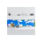 StickerArt Gökyüzü Çiçekler 60x100 cm Mutfak Tezgah Arası Folyo