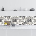 StickerArt Renkli Altıgen Mermer 60x100 cm Mutfak Tezgah Arası Fayans Kaplama Folyosu