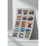 StickerMarket Araba Car Sticker Seti (12) - 21 x 32 cm - Renkli