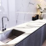 StickieArt StickerArt Tezgah Üstü Fayans Kaplama Folyosu Mutfak Tezgahı Kaplama White Carrara Marble 70 cm x 2 Metre