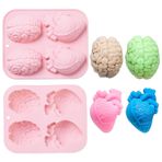Stiesy 2 adet pembe gerçekçi kalp beyin silikon kalıpları 3D insan organ şekli kalıpları çikolatalı kek kalıbı sabun tatlı yapımı Cupcake puding