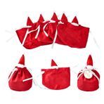 Stiesy 5 Adet İpli Noel Kadife Çanta Kırmızı Noel Şapka Hediye Torbalar Çanta Küçük Noel Kadife Kese Çanta Yaratıcı Jewellry Bez Kılıfı İyilik Noel Partisi Hediye Paketleme