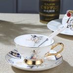 Stil 4 Porselen Kemik Çini Kahve Fincan ve Çay Tabağı Lüks Vintage Seramik Çay Takımları Modern Bardak Cafe Mutfak Eşyaları Drinkware Hediye (Yurt Dışından) - 1 Adet - Renkli - 1 lt