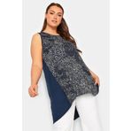 Stil Diva Büyük Beden Bisiklet Yaka Desenli Bluz 302255