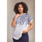 Stil Diva Büyük Beden Bisiklet Yaka Kısa Kollu Çiçek Desenli Bluz 615860