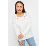 Stil Diva Büyük Beden Bisiklet Yaka Kuşgözü Detaylı Uzun Kollu Sweatshirt 302996
