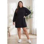 Stil Diva Büyük Beden Bisiklet Yaka Uzun Kollu Kısa Sweat Elbise 126443