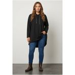 Stil Diva Büyük Beden Kapüşonlu Uzun Kollu Kesim Likralı Viskon Sweatshirt 304048