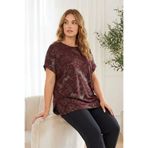 Stil Diva Büyük Beden Kısa Kollu Bisiklet Yaka Metalik Desenli Bluz 303666