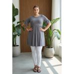 Stil Diva Büyük Beden Kol Detaylı Beli Lastikli Pileli Tunik T-shirt T43